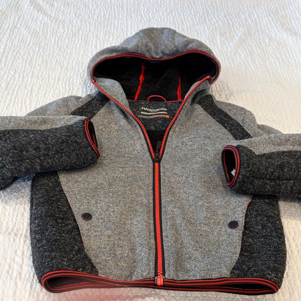 Hawke  & Co.  Gray and Black Kids Hoodie with Red Trim